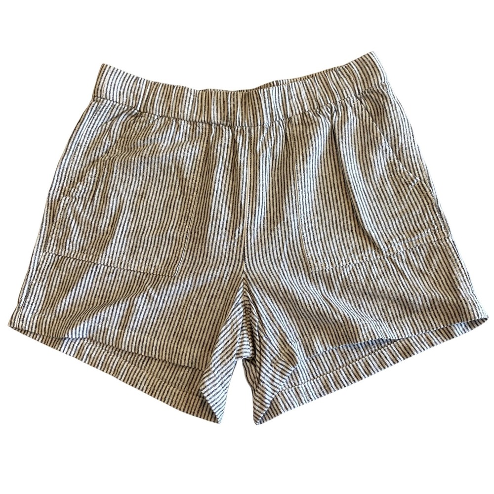 J.Crew Shorts Women XXS Seaside Linen Blend Striped Navy White Pull On Shorts